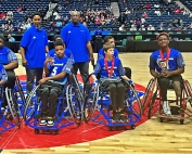 The DeKalb Silver Streaks fell 49-30 in the GHSA AAASP wheelchair basketball state championship against the Houston County Sharks on Saturday. (Photo by Mark Brock)