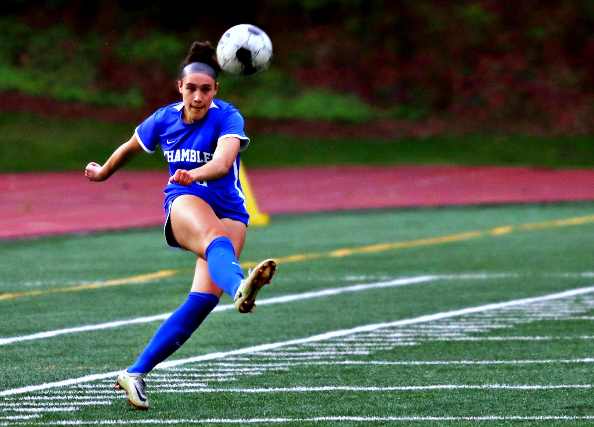 Chamblee's Cami Maynor sends a free kick up the field during the Lady Bulldogs 3-0 Class 5A state playoff semifinal win over Midtown on Thursday. (Photo by Mark Brock)