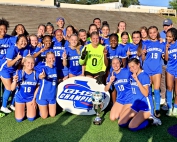 The Chamblee Lady Bulldogs posed as Class 5A girls' soccer state champions for the second consecutive year following a 9-0 shutout of No. 4 ranked Greenbrier. (Photo by Mark Brock)