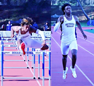 Isaiah Taylor (left) and Xzaviah Taylor (right) used their twin powers on the track to aid back-to-tbak state titles for the Southwest DeKalb Panthers. (Photos by Mark Brock)