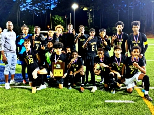 The  Tucker Tigers defeated the Peachtree Patriots 4-2 to win the DCSD Middle School Boys' Soccer Championship title. 