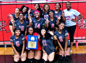 The Martin Luther King Lady Lions went three sets before knocking off Redan to win the Spikefest Copper Bracket title at Druid Hills on Saturday. (Photo by Ozzie Harrell)