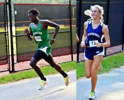 Clarkston's Yosef Al (left) and Dunwoody's Claire Shelton (right) won individual titles in the DeKalb County cross country meet held at Druid Hills Middle School on Tuesday. (Photos by Mark Brock)
