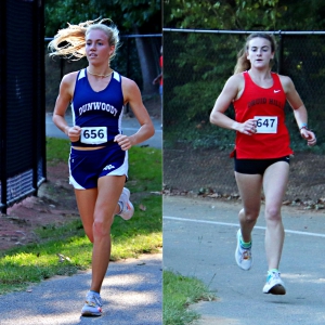Dunwoody's Claire Shelton (left) and Druid Hill's Harley Martz (right) both finished second in their respective region meets to lead their teams to state meet qualifying spots. (Photo by Mark Brock)