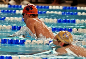 Dunwoody's Luke Amerson set a new county record in the 200-yard individual medley with a time of 1:52.72. (Photo by Mark Brock)