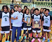 The Arabia Mountain Rams are back-to-back champions of the DCSD Junior Varsity Boys' Basketball Tournament. (Photo by Ozzie Harrell)