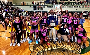 The Chapel Hills Middle School Lady Panthers finished the program's second undefeated championship season with a 40-29 victory over the Champion Lady Chargers in the DeKalb County Middle School Girls' Basketball Championship game. (Photo by Curtis Jones)