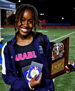 Arabia Mountain's Andrea James was named Most Valuable after setting a new triple jump record of 35-feet. (Photo by Mark Brock)