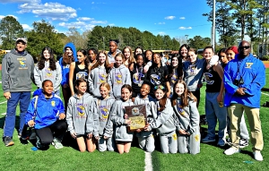 The Chamblee Middle School Lady Bulldog track team won their eighth county championship and fifth in six years. (Photo by Mark Brock)