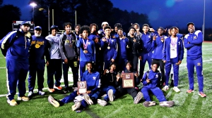 The Southwest DeKalb Panthers set four records and won six gold medals on the way to the DCSD JV Boys' County Track title. (Photo by Mark Brock)