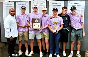 The Lakeside Vikings won their first county golf title since 2007 and second overall with a thrilling 327-328 win over the 14-time reigning Dunwoody Wildcats. (Photo by Mark Brock)