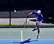 Lakeside's Julian Santucci had an easy win at No. 1 singles in the Vikings' 4-0 win over Thomas County Center in first round playoff action. He and his Vikings' teammates face off with Effingham County in the Sweet 16 round of the Class 6A state playoffs. (Photo by Mark Brock)