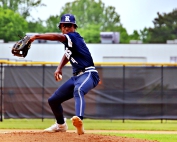 Redan's Matthew Evans stayed on the mound for all seven innings of a 5-2 Redan playoff win over Fellowship Christian to clinch the series. Evans threw no-hit baseball over the first three innings. (Photo by Mark Brock)