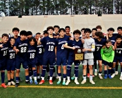 The Peachtree Patriots made it a sweep of the DCSD Middle School soccer titles with a thrilling 4-3 win over the Henderson Cougars. (Photo by Mark Brock)