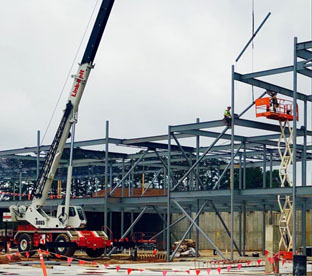 steel frame of a building under construction